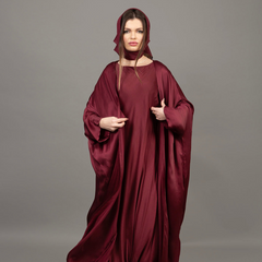 Mustard Gold & Black Satin Abaya 