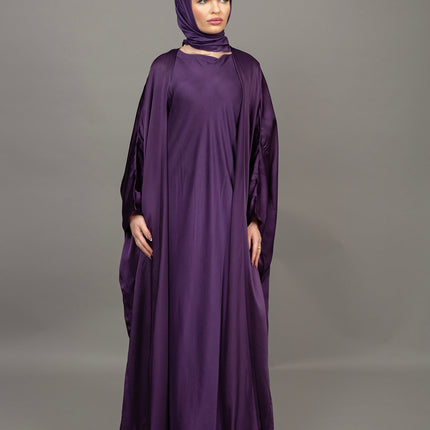 Premium Purple Satin Kaftan Abaya