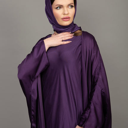Premium Purple Satin Kaftan Abaya