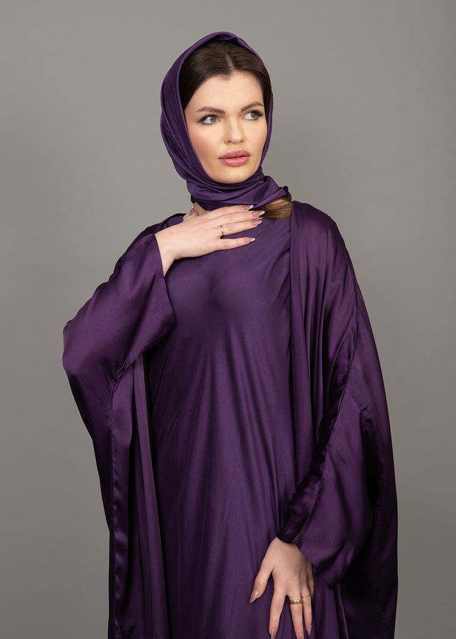 Premium Purple Satin Kaftan Abaya