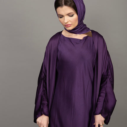 Premium Purple Satin Kaftan Abaya