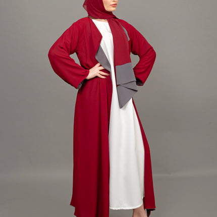 Reversible Burgundy & Grey 3-Piece Abaya Set