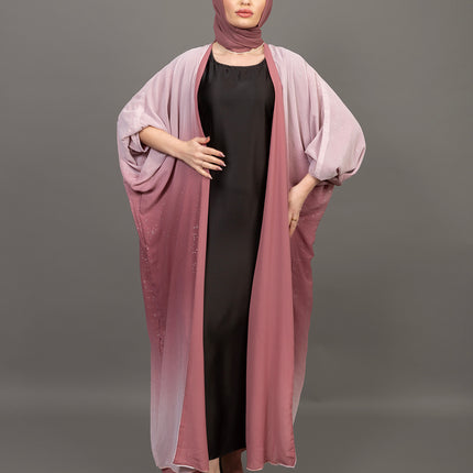 Ombre Sparkle Abaya (Rose Pink Gradient)