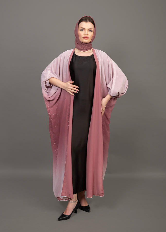 Ombre Sparkle Abaya (Rose Pink Gradient)