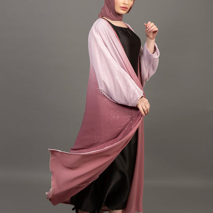 Ombre Sparkle Abaya (Rose Pink Gradient)
