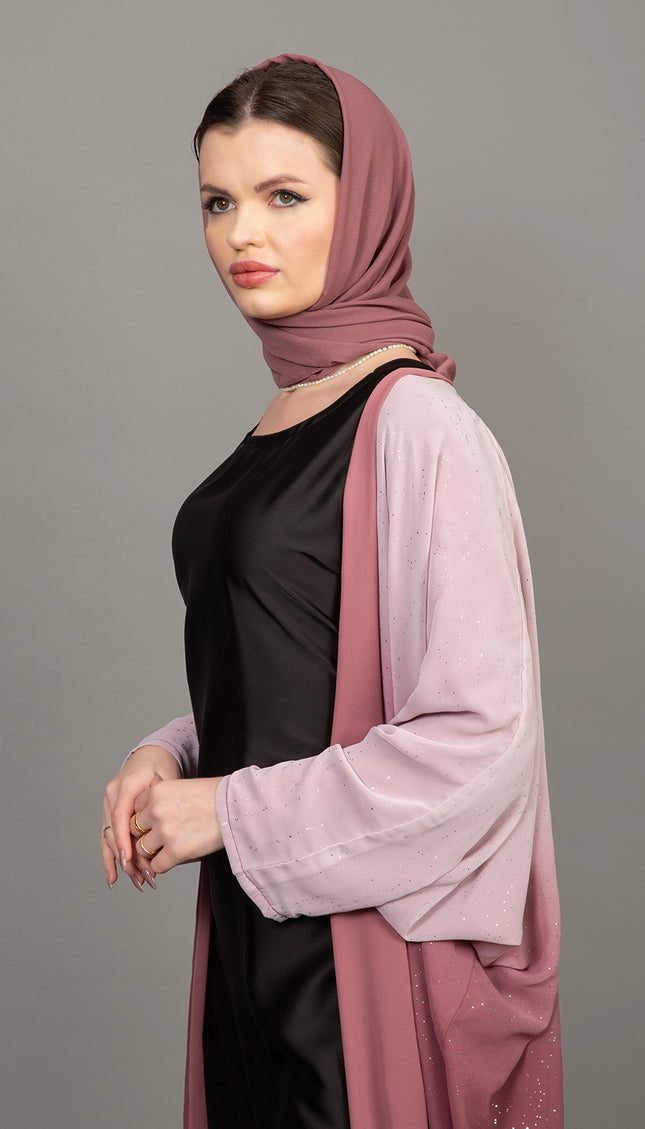 Ombre Sparkle Abaya (Rose Pink Gradient)