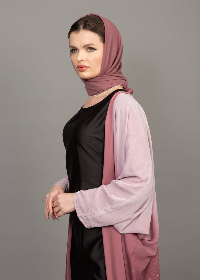 Ombre Sparkle Abaya (Rose Pink Gradient)