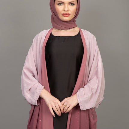 Ombre Sparkle Abaya (Rose Pink Gradient)