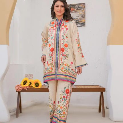 Floral Harmony Natural Crepe Co-Ord Set