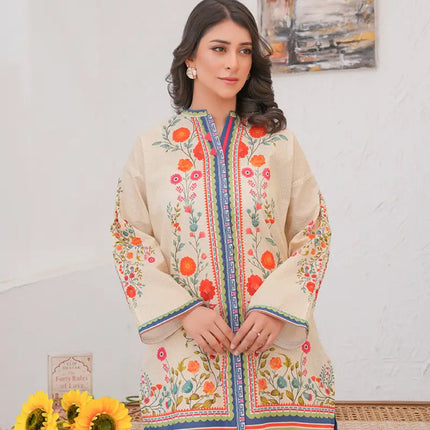 Floral Harmony Natural Crepe Co-Ord Set