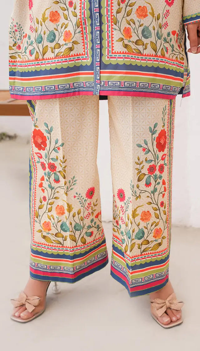 Floral Harmony Natural Crepe Co-Ord Set