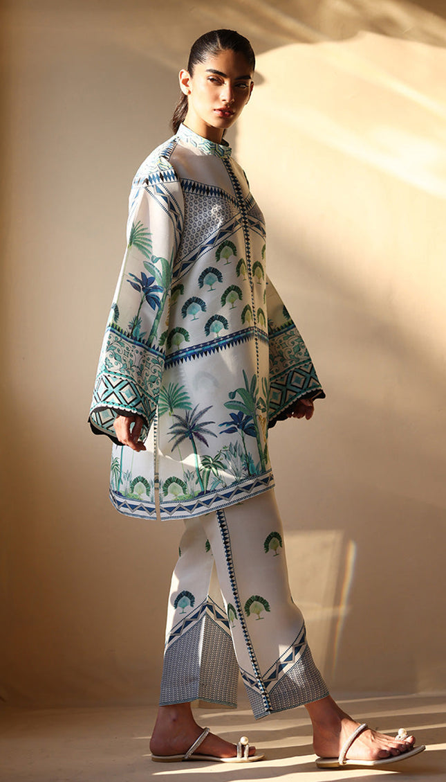 Palm Oasis Natural Crepe Co-Ord Set