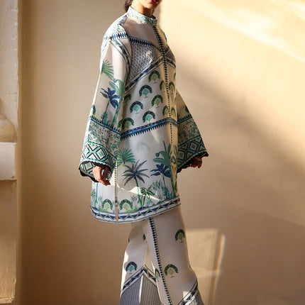 Palm Oasis Natural Crepe Co-Ord Set