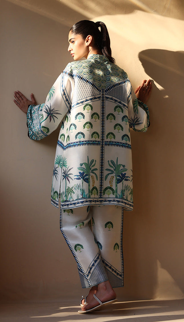 Palm Oasis Natural Crepe Co-Ord Set