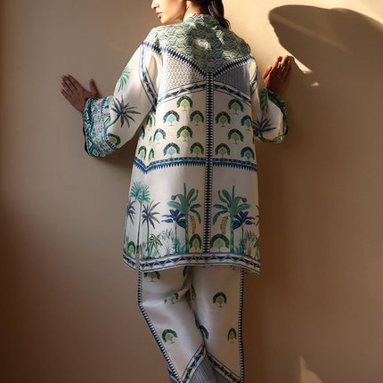 Palm Oasis Natural Crepe Co-Ord Set