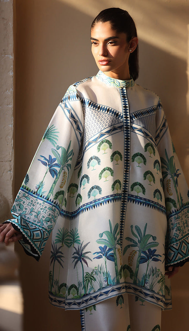 Palm Oasis Natural Crepe Co-Ord Set