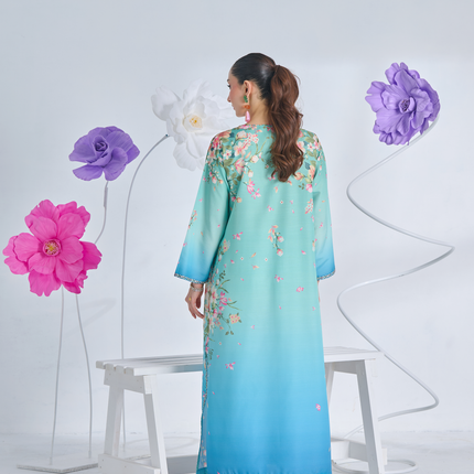 Aqua Bloom Printed Kaftan