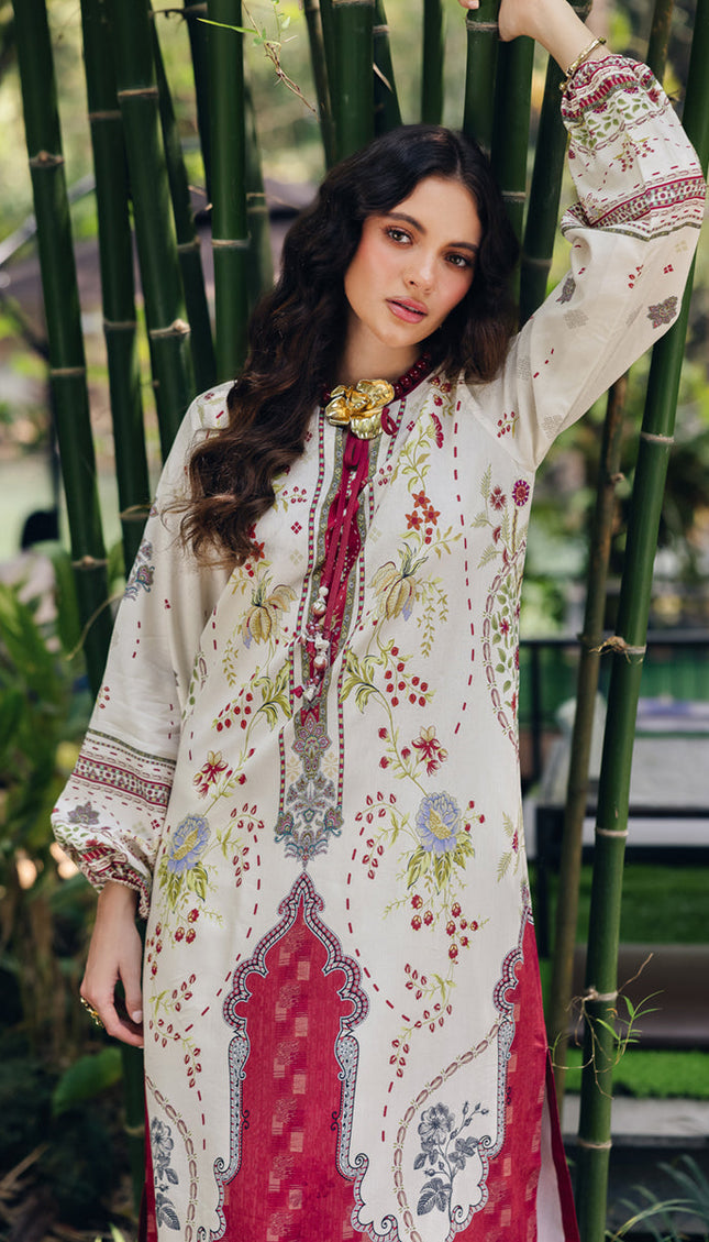 Crimson Bloom Swiss Cotton Kaftan