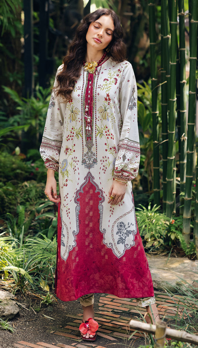 Crimson Bloom Swiss Cotton Kaftan