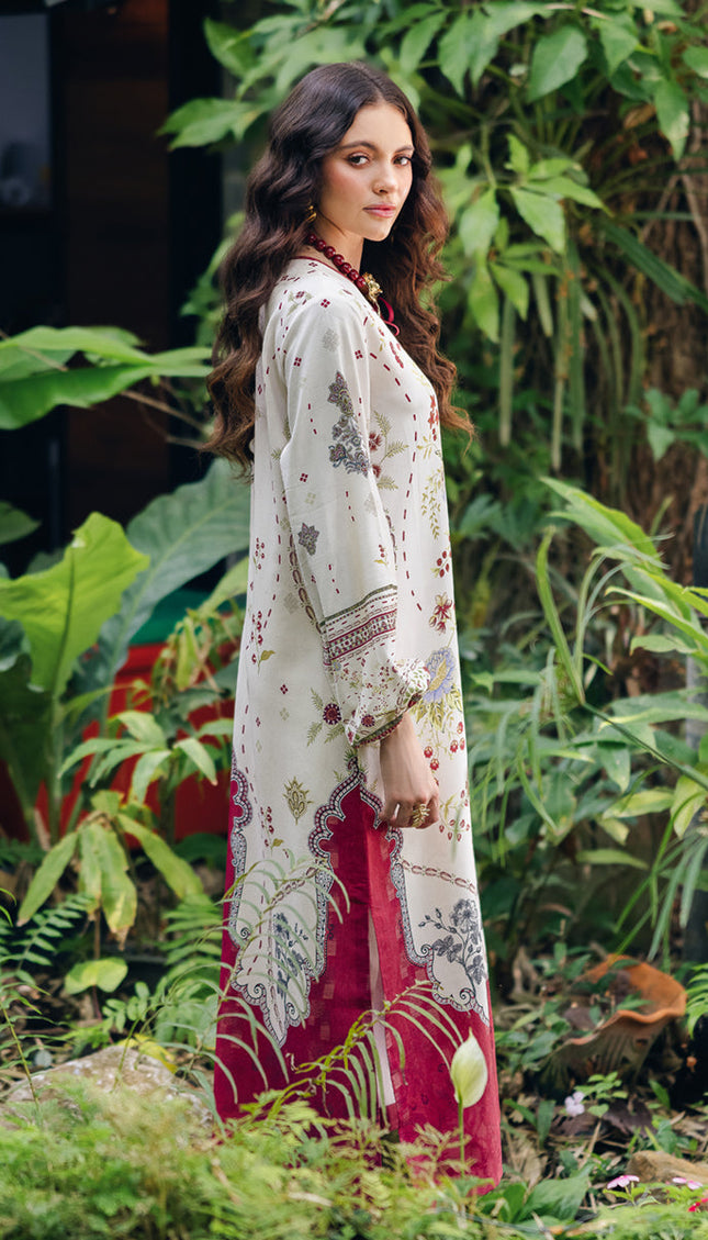 Crimson Bloom Swiss Cotton Kaftan