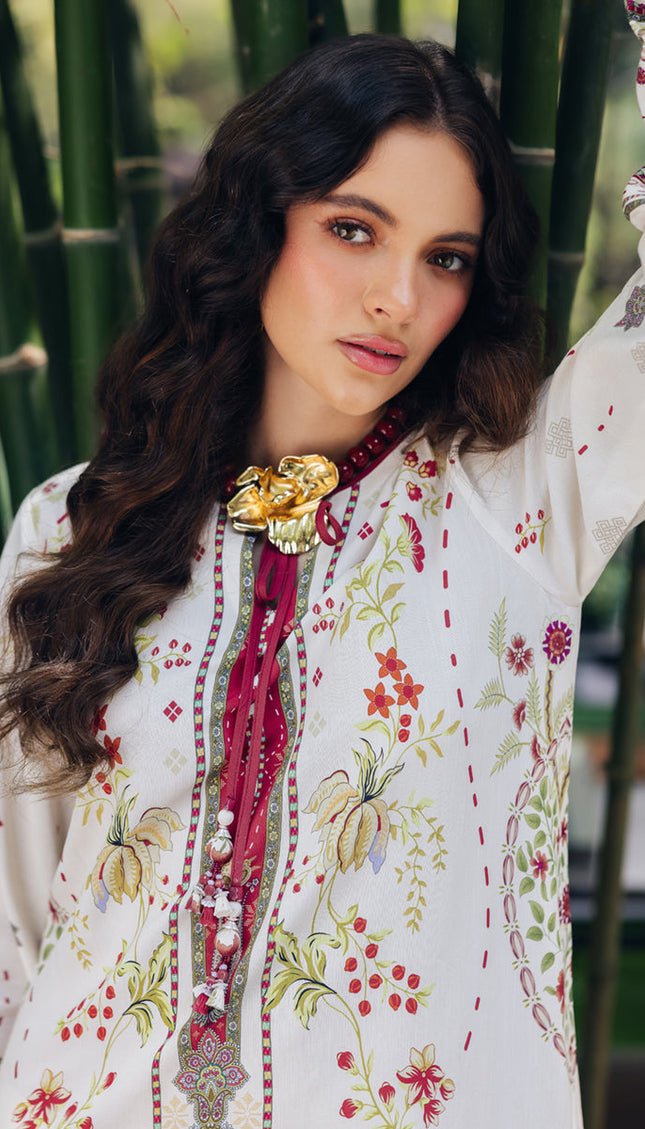 Crimson Bloom Swiss Cotton Kaftan