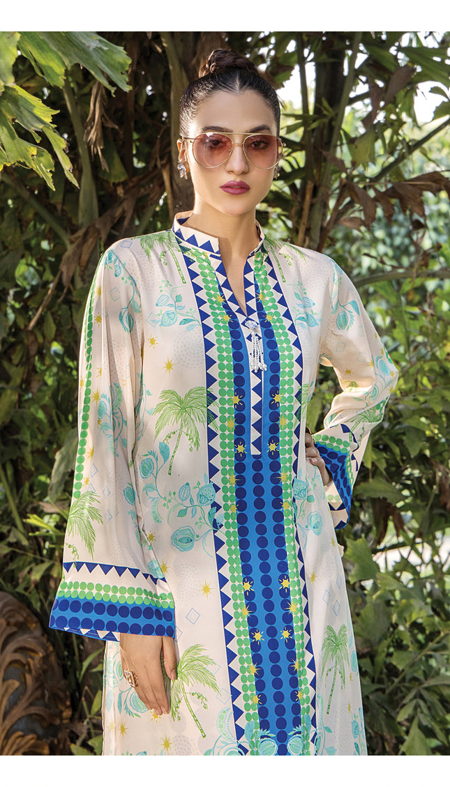 Tropical Sapphire Swiss Cotton Kaftan