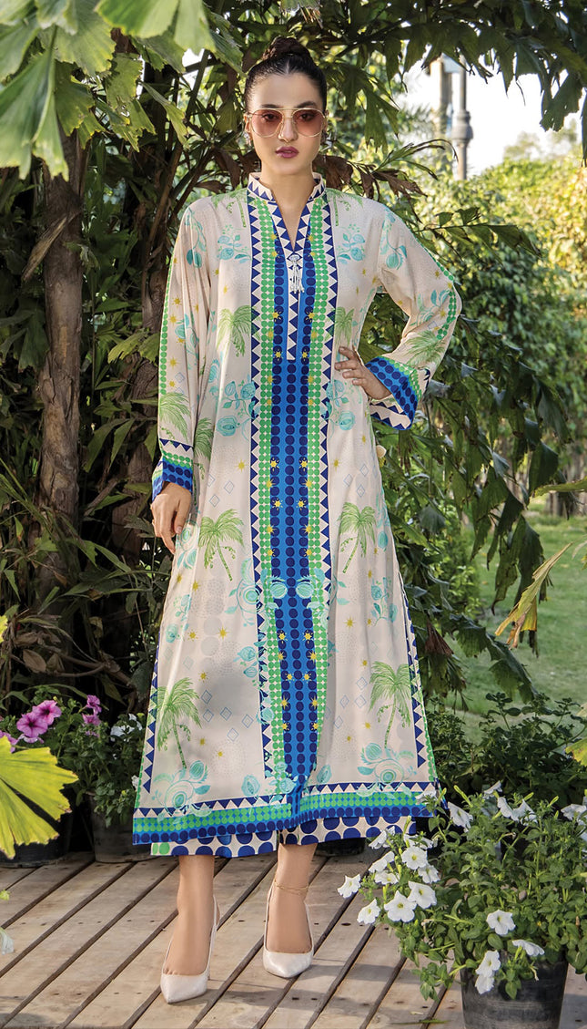 Tropical Sapphire Swiss Cotton Kaftan