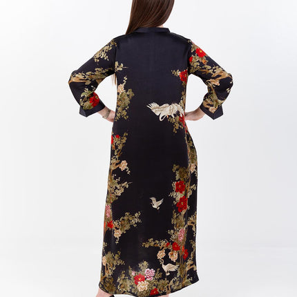 Midnight Bloom Kaftan with Matching Scarf