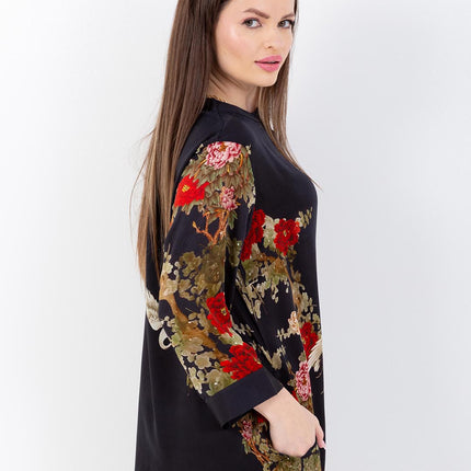 Midnight Bloom Kaftan with Matching Scarf