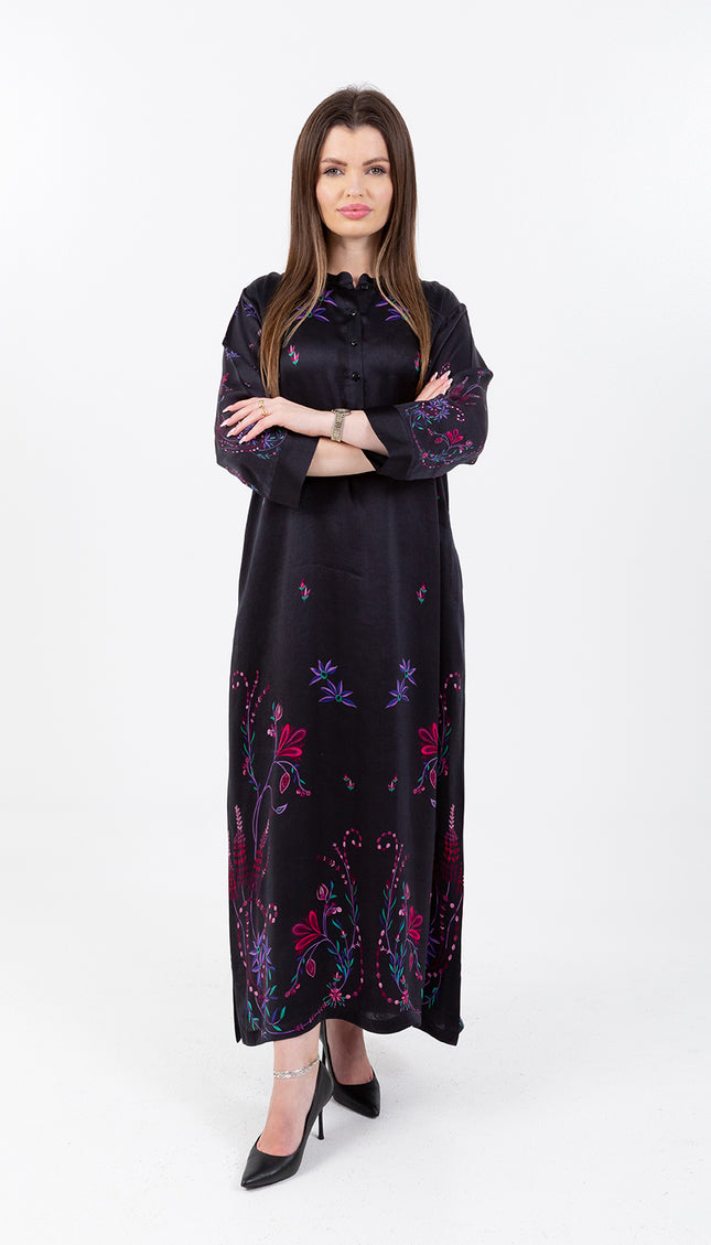 Noir Garden Kaftan with Matching Scarf