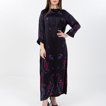 Noir Garden Kaftan with Matching Scarf