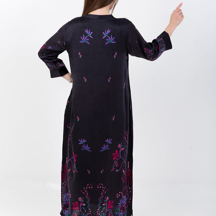 Noir Garden Kaftan with Matching Scarf