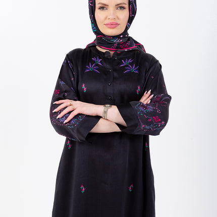 Noir Garden Kaftan with Matching Scarf