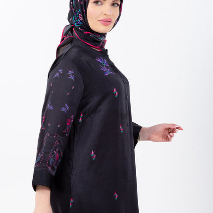 Noir Garden Kaftan with Matching Scarf