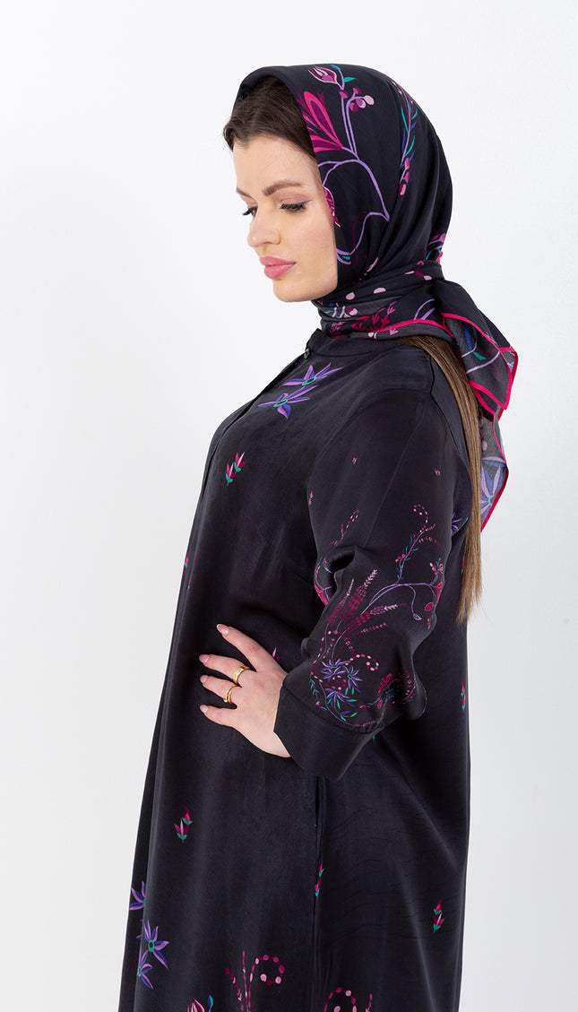 Noir Garden Kaftan with Matching Scarf