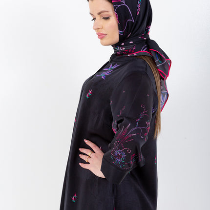 Noir Garden Kaftan with Matching Scarf