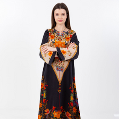 Zaina Black Cupro Satin Kaftan