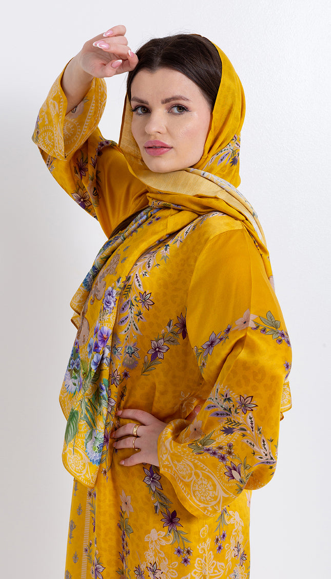 Saira Mustard Bloom Cupro Satin Scarf
