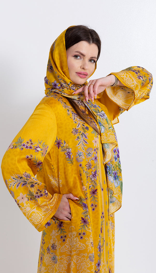 Saira Mustard Bloom Cupro Satin Scarf