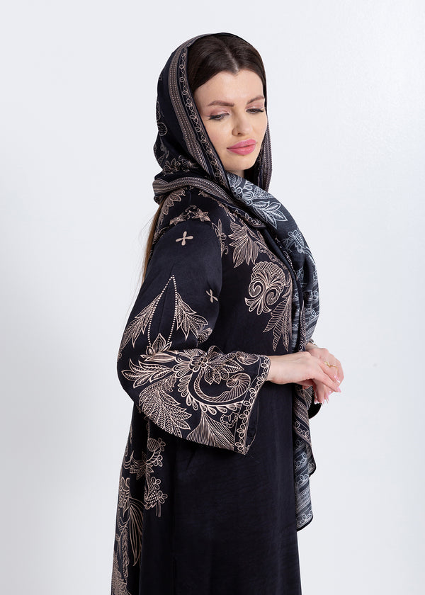 Noora Black Heritage Cupro Satin Scarf