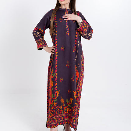 Zivara Wine Plum Cupro Satin Kaftan Set with Matching Scarf