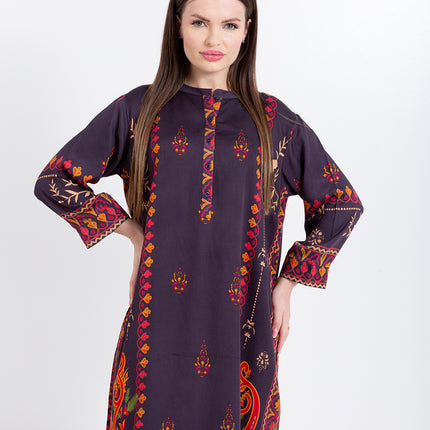 Zivara Wine Plum Cupro Satin Kaftan Set with Matching Scarf