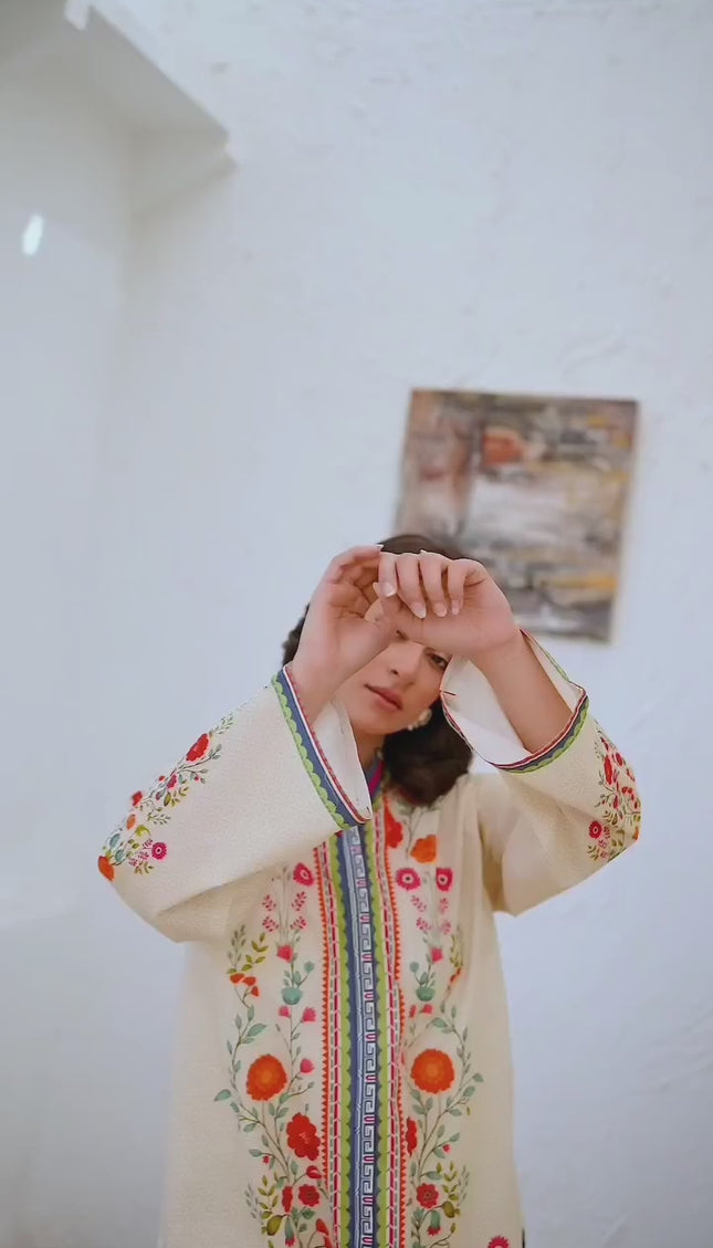 Floral Harmony Natural Crepe Co-Ord Set