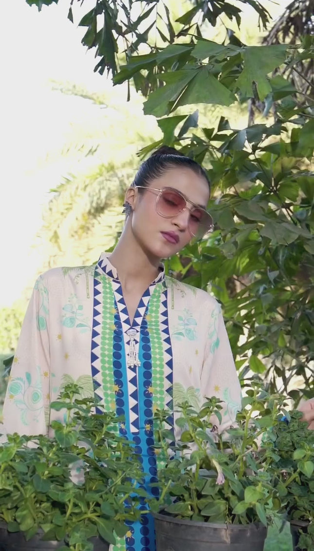 Tropical Sapphire Swiss Cotton Kaftan