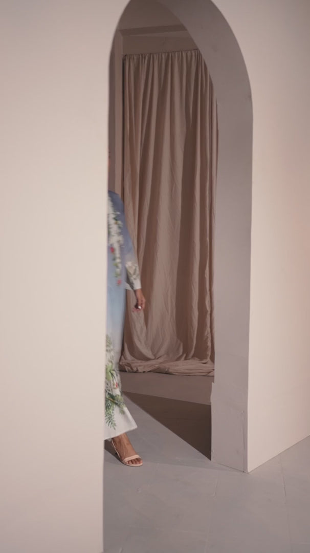 Blue Botanical Kaftan – Natural Crepe